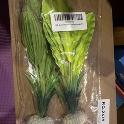 Smoothedo-Pets 2pcs Set Green Artificial Plant Fish Tank Decor Aquarium Decorations Betta Leaf pad Hammock 8inch Silk/Plastic Plant Goldfish Fish Bowl