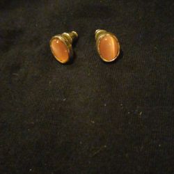 Vintage Pink Over Rose Stone Stud Earrings