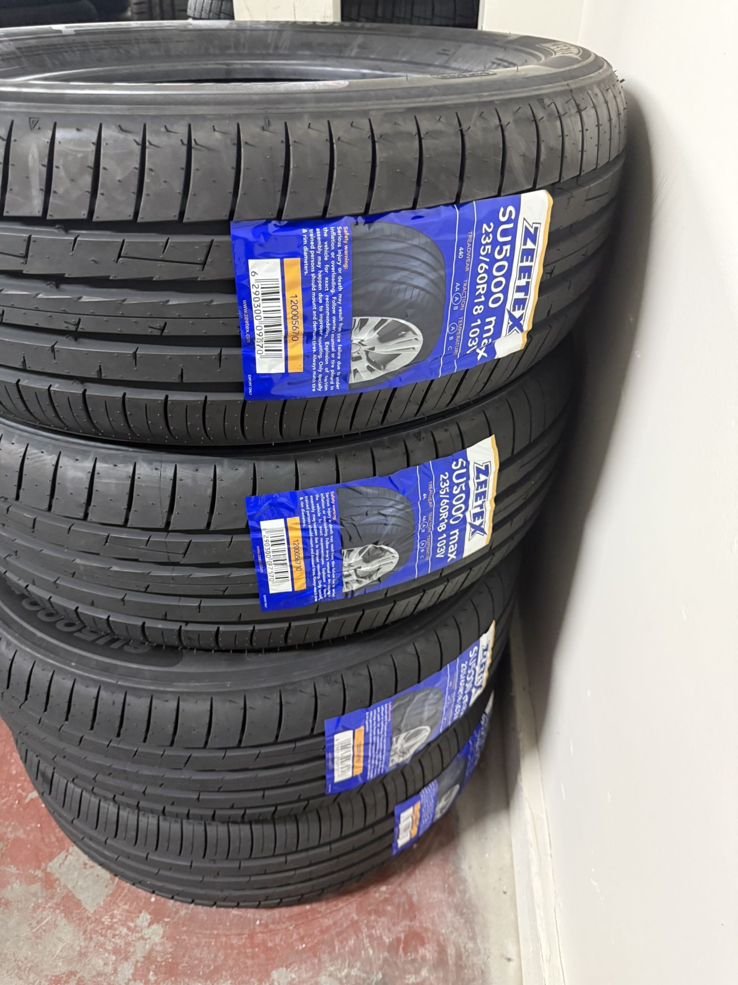 BRAND NEW TIRES 235/60r18 ZEETEX FOR SALE SET OF 4 TIRES $409 WITH INSTALLATION AND BALANCING 
