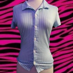 Stripped Button Up Top