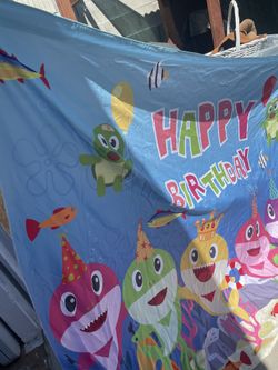 $15Baby shark Photo Backdrop 