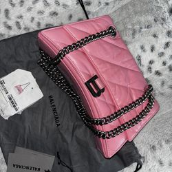 Balenciaga pink crush chain bag