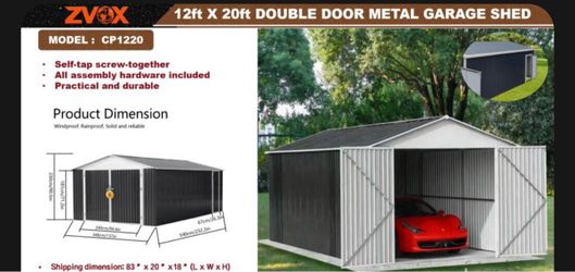 12 ft x 20 ft metal garage storage shed