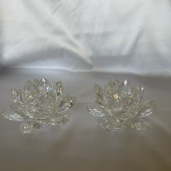 Swarovski Candleholders by SWAROVSKI Medium Water Lily-3 3/4" Set Of Two