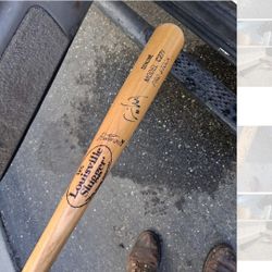 eric chavez autographed game used bat