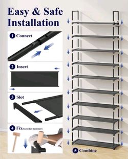 Kitsure 10-Tier Shoe Rack - Brand New in Box (Black)