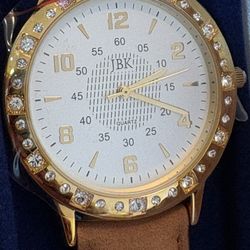 JBK Jackie Kennedy 37mm Gold Watch Slim 7.6mm Green Stone Crown Seiko Box COA