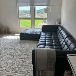 CB2 Black Leather Couch