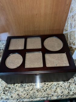 Wooden Jewelry, Chest With Photo Section a On Lid