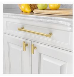 Brushed Gold Knurled Cabinet Pulls 7”, 10 Pcs