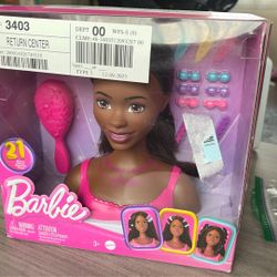 Barbie Doll Styling Head, Brown Hair with 20 Colorful Accessories, Doll Head for Hair Styl