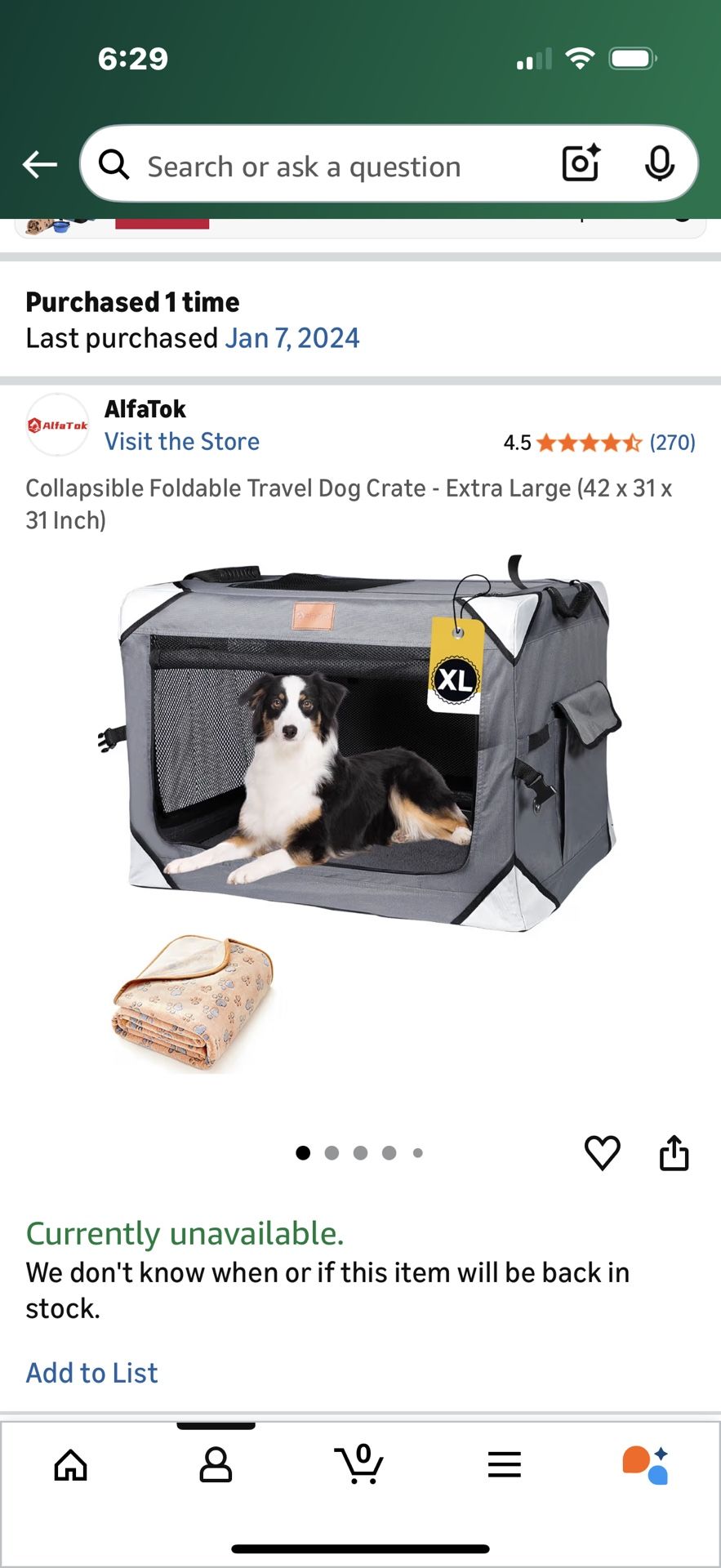 Collapsible Foldable Travel Dog Crate - Extra Large (42 x 31 x 31 Inch)