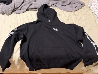 Black Pullover Hoodie with Sleeve Graphics