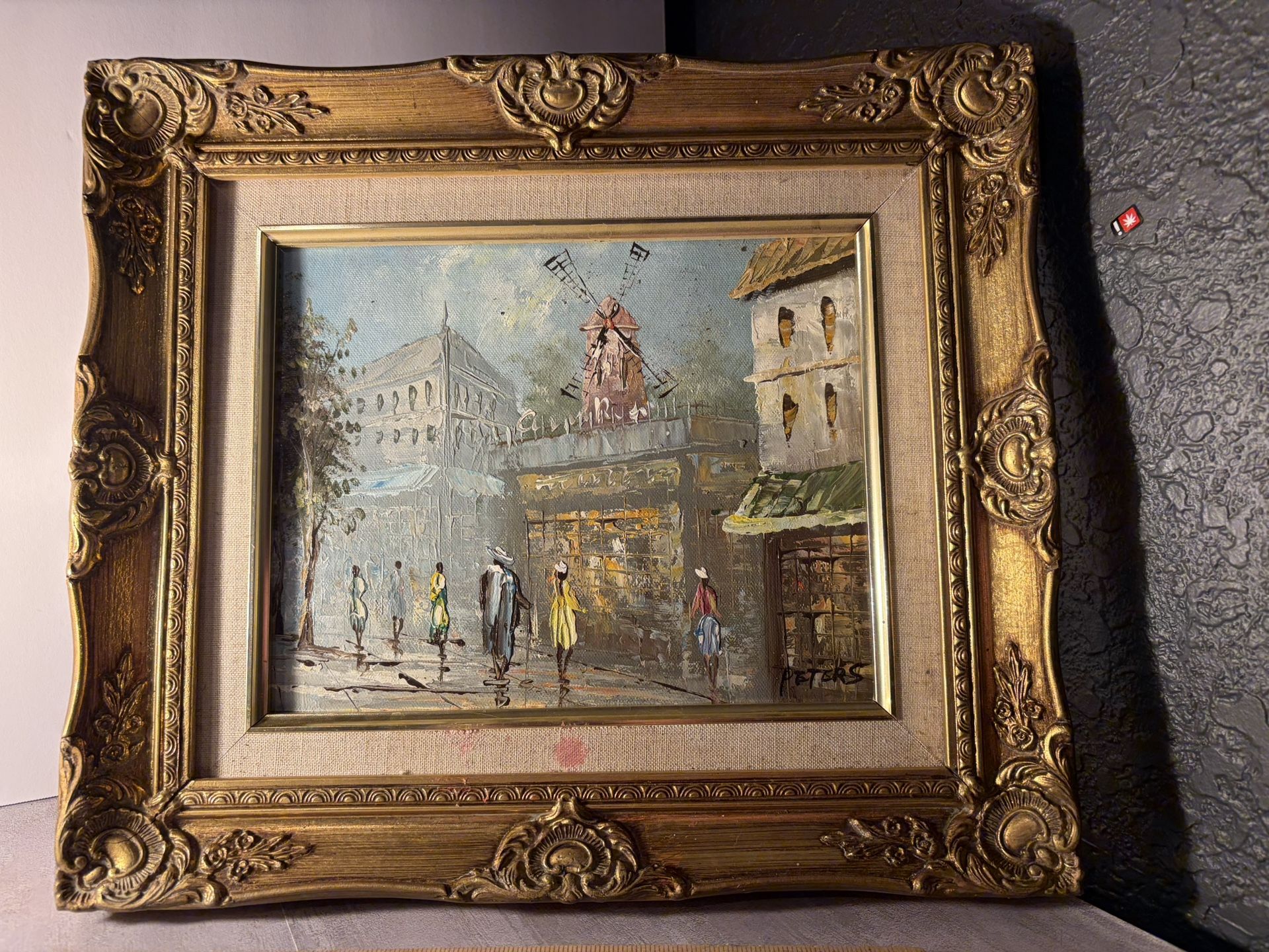 Vintage Small Oil Painting of Paris Street Scene