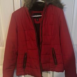 Red Jacket With Hoodie Size M