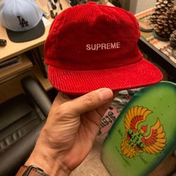 Supreme Red Corduroy Vintage SnapBack Hat