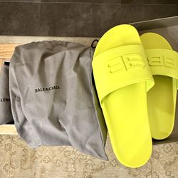 Authentic Balenciaga Pool Slides BB Lime Size 13 