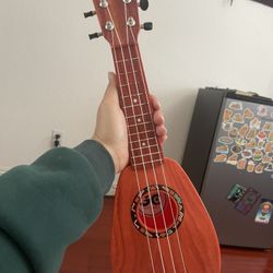 Kid’s Ukulele Instrument Toy Plastic Wood Finish