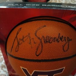 VIRGINIA TECH VT AUTOGRAPHED BASKETBALL BY SETH GREENBERG