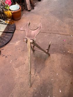Vintage weather, wood guitar stand