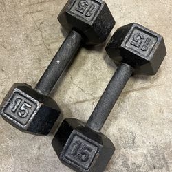 Pair of (2) 15 lb Dumbbell Weights