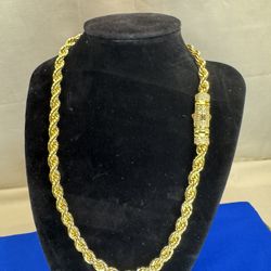 20” Real 18k Gold Filled Monaco Rope Style With Moissanite Barrel Clasp