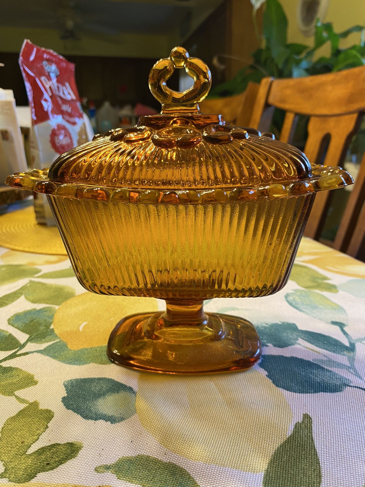 Indiana Glass Amber Footed Candy Dish