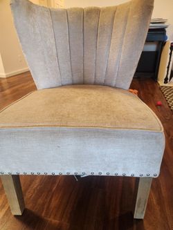 Gray Upholstered Accent Chair with Nailhead Trim