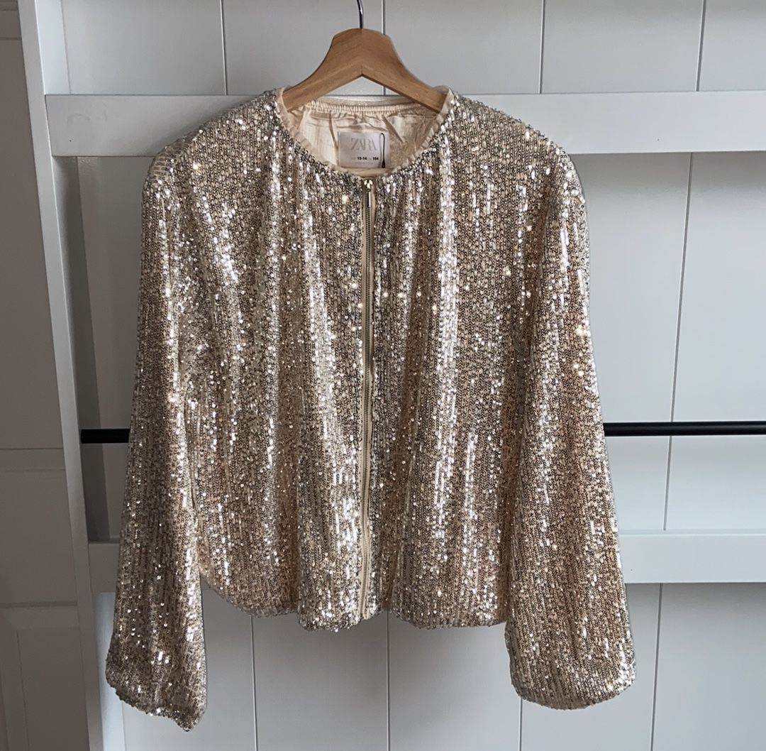 Zara sequin bomber jacket. Xs