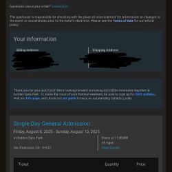 Tickets To Outside Lands