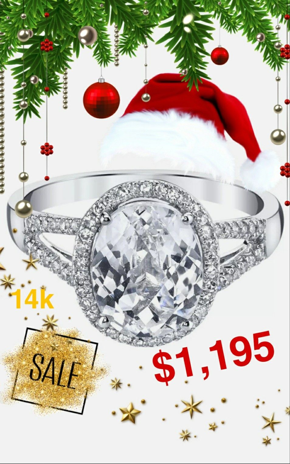 14k Size 6 INCREIBLE Anillo de Oro Solido con Shapphire y 60 Diamantes Genuinos 😮 / White Gold Sapphire & Genuine Diamonds Ring! AMAZING 💍🎁🎄😊