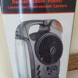 Rechargeable Radio Louver Fan/Fluorescent Lantern (Like New)