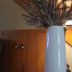 Tall White DECORATED VASE