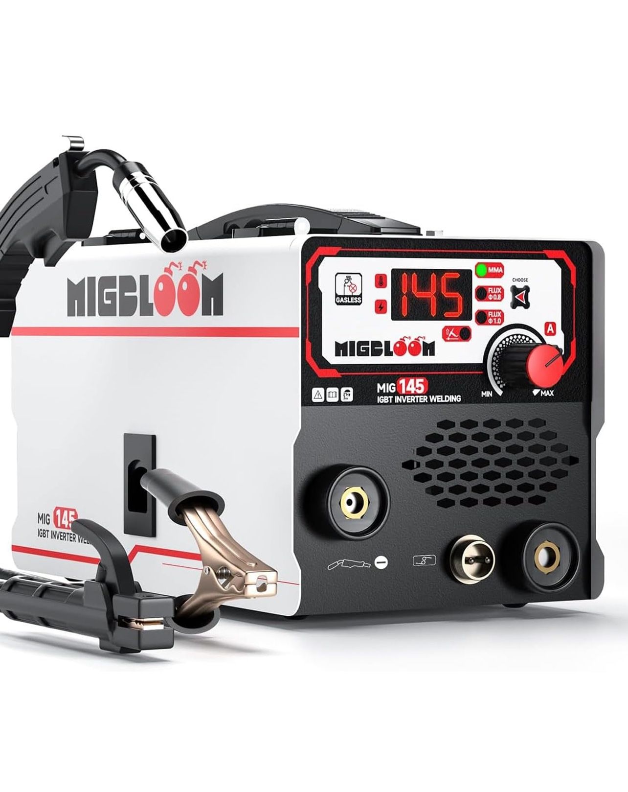 Brandnew 145A MIG Welder,110V Flux Core MIG Welding Machine,3-in-1 MIG/Lift TIG/Stick, IGBT Inverter with Digital Display, Portable Gasless Welding, W