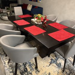 Mitchell Gold High End & Premium Formal Dining Room Table (espresso ) & 6 Modern Chairs  