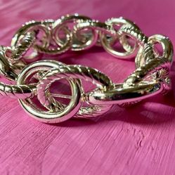 Silver Chain Bracelet By Scroll and Vine, Chunky Chain Link Style Bracelet, NWT