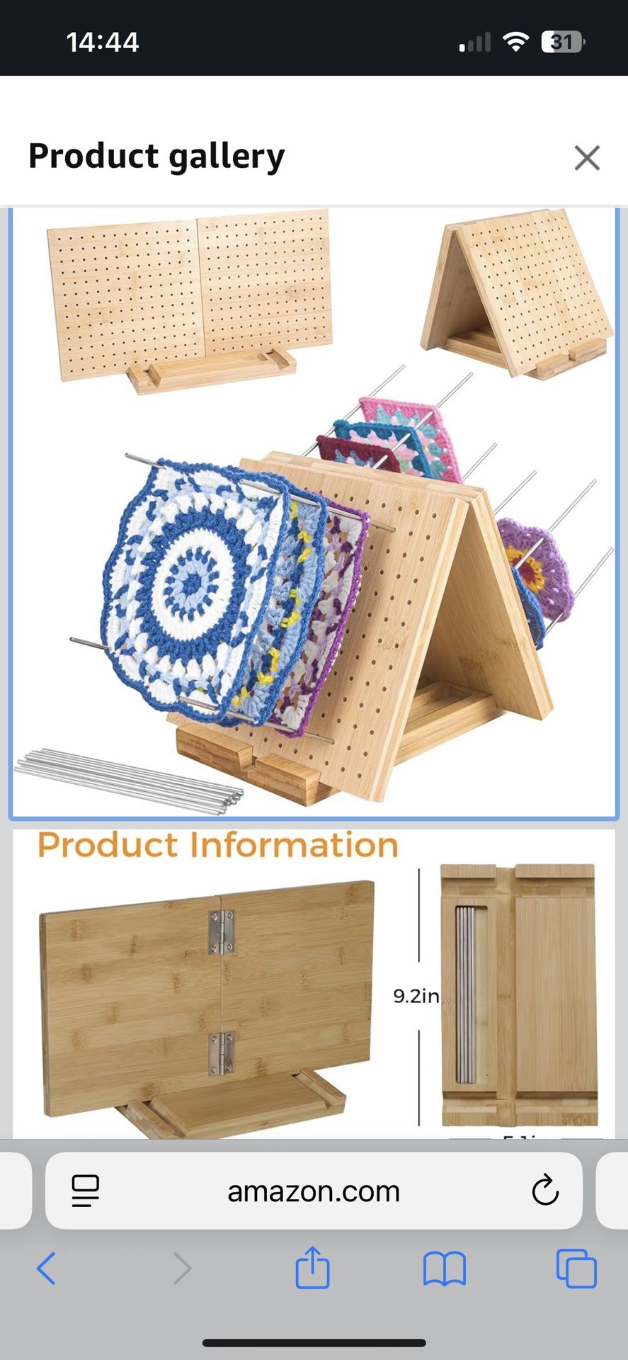 Crochet Blocking Board with Pegs & Accessories - 15.5x7.7 inch Knitting Board for Granny Square, Perfect Gift for Grandma & Mom, Complete Crochet Tool