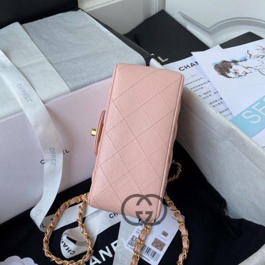 Chanel Flap Pink with Gold hardware Bag 1115 17cm for Sale in