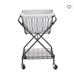 Metal laundry cart with removable basket