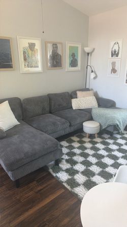 Sectional -gray corduroy
