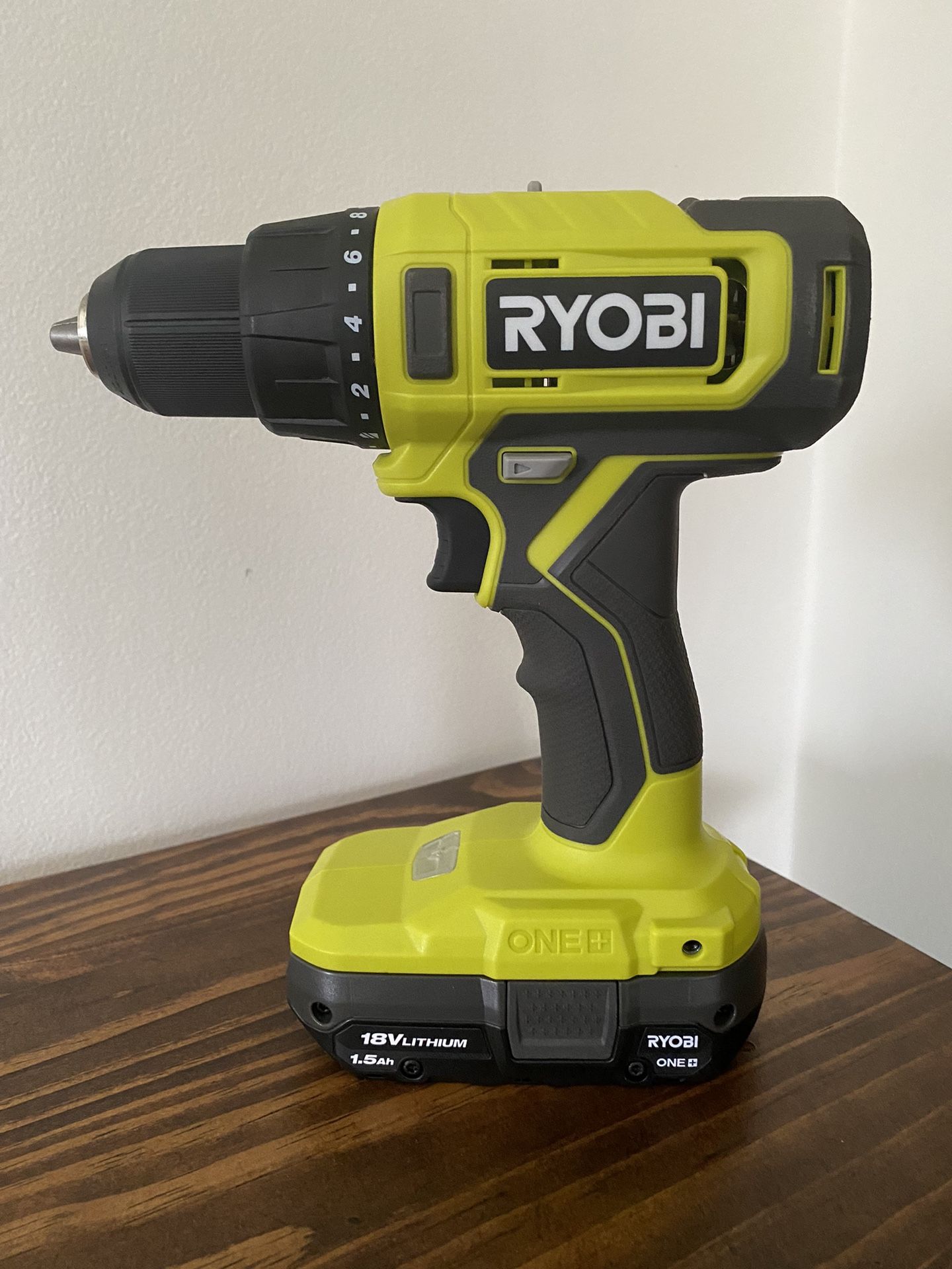 New Ryobi, One + Lithium-Ion Cordless 1/2” Drill Driver With One 1.5 Ah Battery, No Charger