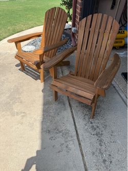Pair of Folding Wooden Adirondack Patio Chairs – Excellent Condition