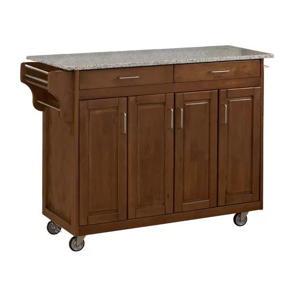 Movable kitchen island with granite counter top