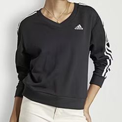 ADIDAS: Women’s 3 Stripes V Neck Sweatshirt