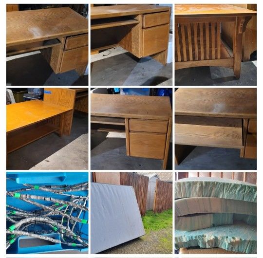 Free STUFF.... desk, Office Chair, Coffee Table Box Spring, Queen Memory Foam. Tire Chains