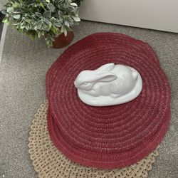 easter table decor, 4 new table mats, ceramic bunny and plant, all for $10