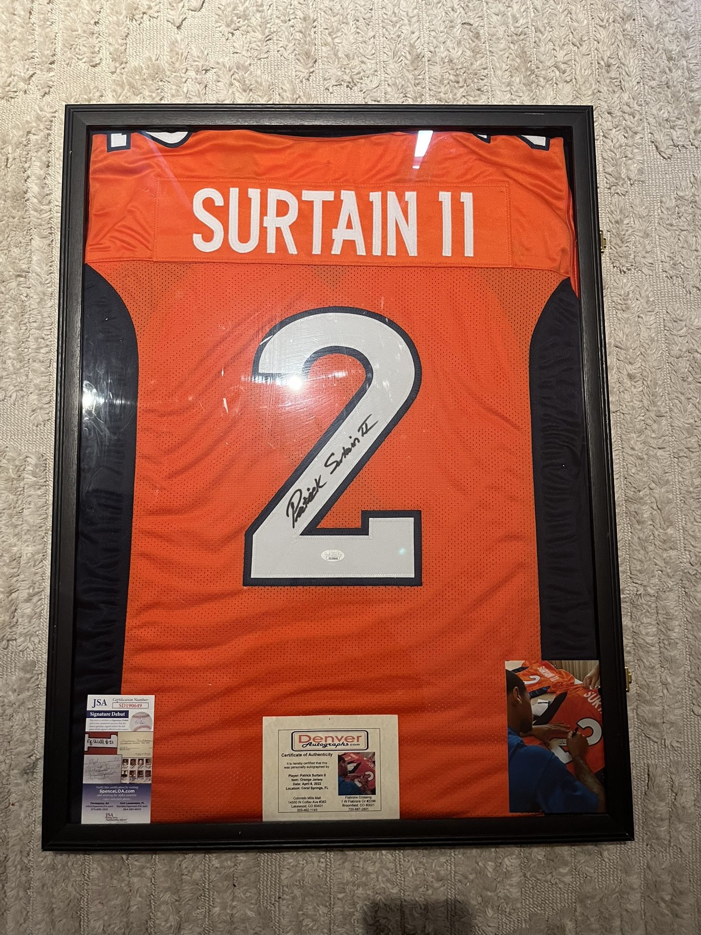 Patrick Surtain ll Signed And Framed Jersey