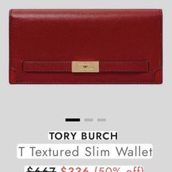 TORY BURCH T Textured Slim Wallet