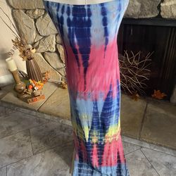 Funky Strapless Tie Dye Long Dress  