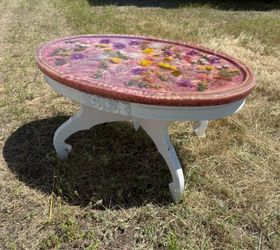Handmade Epoxy Resin Coffee Table – Pink Floral Vintage